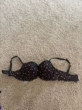 Victoria's Secret Black Bra with Pink Floral Print